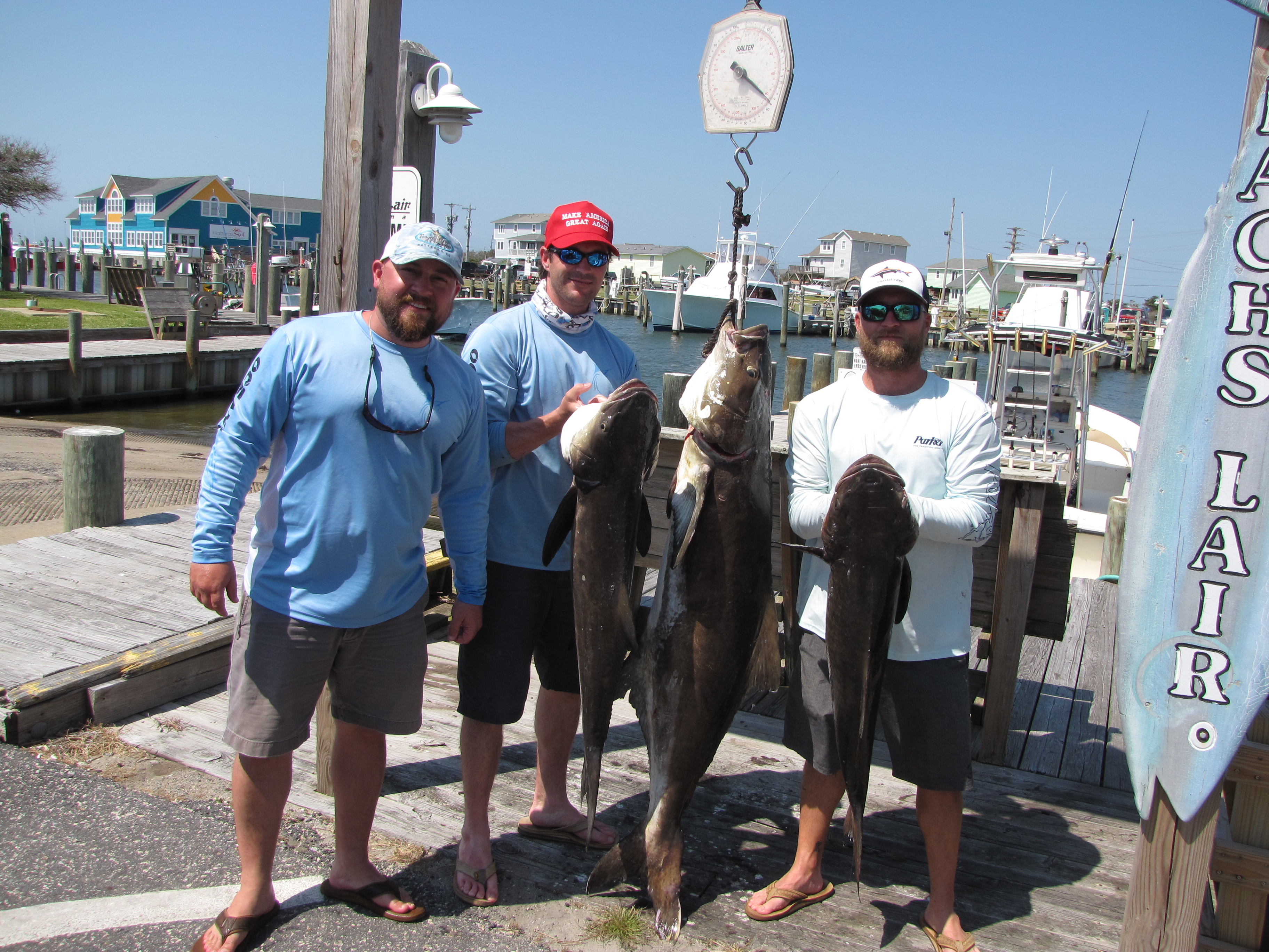 Billy and Suki with 250 pounds of Cobia in less than 3 Hours Aboard the Elizabeth Grace.  Veterans of the Patriot Guard..  