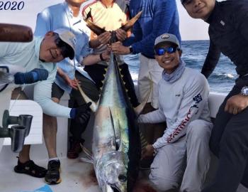 July 4th 117 pound Tuna Teach's Lair Longer Days Yellowfin Sickle Fin